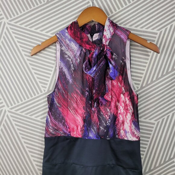 BCBG Max Azria Silk Sheath Dress Size 4 Prom Party Pink Bow Pleated Vintage Y2k - Picture 4 of 7